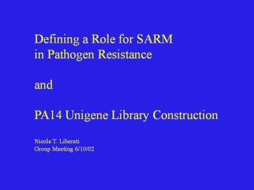 Defining a Role for SARM