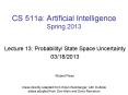 CS 511a: Artificial Intelligence Spring 2013 PowerPoint PPT Presentation