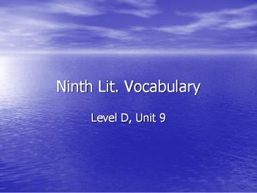 Ninth Lit. Vocabulary