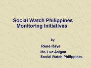 Social Watch Philippines Monitoring Initiatives