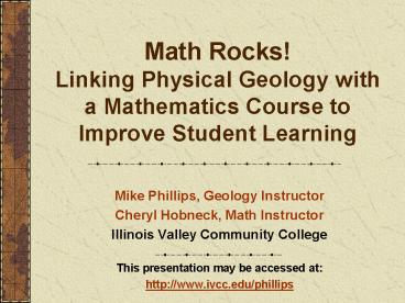 Math Rocks! Linking Physical Geology with a Mathematics Course to Improve Student Learning
