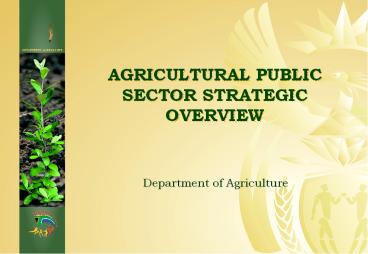 AGRICULTURAL PUBLIC SECTOR STRATEGIC OVERVIEW