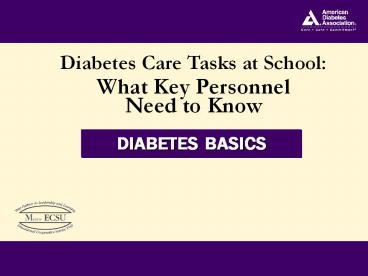 Diabetes Care Tasks at School: