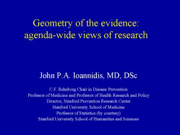 Geometry of the evidence: agenda-wide views of research