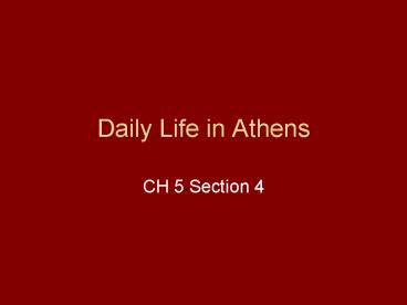 Daily Life in Athens