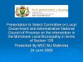 Presentation to Select Committee on Local Government and Administration National Council of Province on the intervention in the Mohokare Local Municipality in terms of Section 139 PowerPoint PPT Presentation