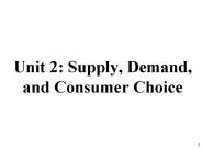 Unit 2: Supply, Demand, and Consumer Choice