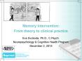 Memory Intervention: PowerPoint PPT Presentation
