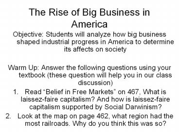 The Rise of Big Business in America