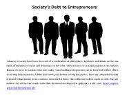 Society’s Debt to Entrepreneurs