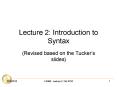 Lecture 2: Introduction to Syntax PowerPoint PPT Presentation