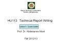 HU113: Technical Report Writing PowerPoint PPT Presentation