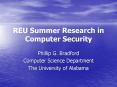 REU Summer Research in Computer Security PowerPoint PPT Presentation