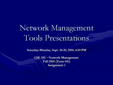 Network Management Tools Presentations