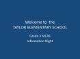 Welcome to the TAYLOR ELEMENTARY SCHOOL PowerPoint PPT Presentation