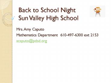Back to School Night Sun Valley High School