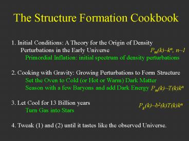 The Structure Formation Cookbook