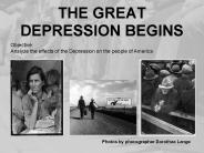 THE GREAT DEPRESSION BEGINS