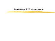 Statistics 270 - Lecture 4