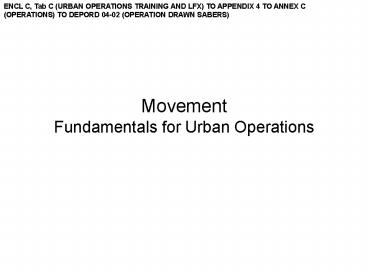 Movement Fundamentals for Urban Operations