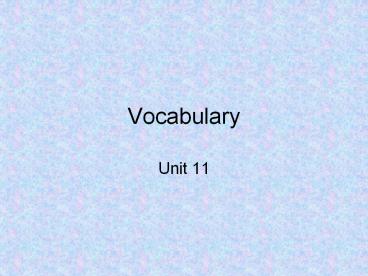 Vocabulary