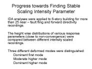 Progress towards Finding Stable Scaling Intensity Parameter