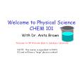 Welcome to Physical Science CHEM 101 PowerPoint PPT Presentation