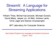 StreamIt: A Language for Streaming Applications