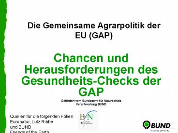 Die Gemeinsame Agrarpolitik der EU (GAP)