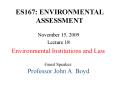Environmental Institutions and Law PowerPoint PPT Presentation