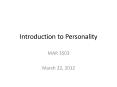 Introduction to Personality PowerPoint PPT Presentation