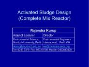 Activated Sludge Design (Complete Mix Reactor)