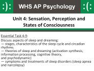 Unit 4: Sensation, Perception and States of Consciousness