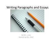 Writing Paragraphs and Essays