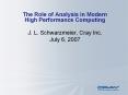 The Role of Analysis in Modern High Performance Computing PowerPoint PPT Presentation