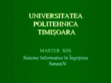 UNIVERSITATEA POLITEHNICA TIMISOARA