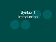 Syntax 1 Introduction