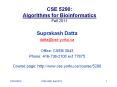 CSE 5290: Algorithms for Bioinformatics Fall 2011 PowerPoint PPT Presentation