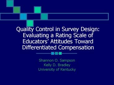Quality Control in Survey Design: Evaluating a Rating Scale of Educators