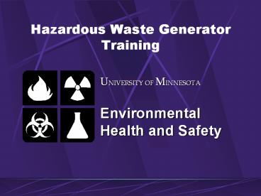 Hazardous Waste Generator Training