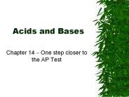 Acids and Bases PowerPoint PPT Presentation