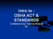 Intro to : OSHA ACT