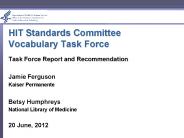 HIT Standards Committee Vocabulary Task Force