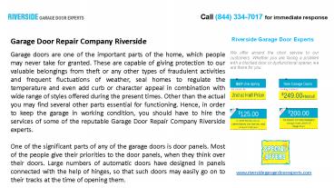 Garage Door Repair Company Riverside