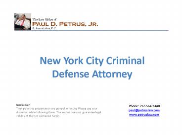 New York City Criminal Defense Attorney