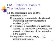 Ch1. Statistical Basis of Thermodynamics
