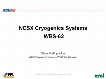 NCSX Cryogenics Systems WBS-62