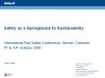 Safety as a Springboard to Sustainability PowerPoint PPT Presentation