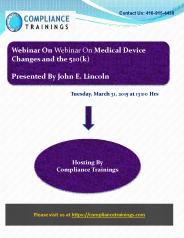 Webinar Medical Device Changes and the 510(k)