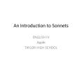 An Introduction to Sonnets PowerPoint PPT Presentation